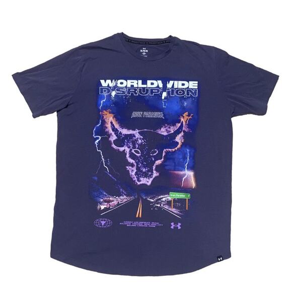 Under Armour Project Rock Shirt Worldwide Disruption Iron Paradise Size XL - Picture 1 of 5